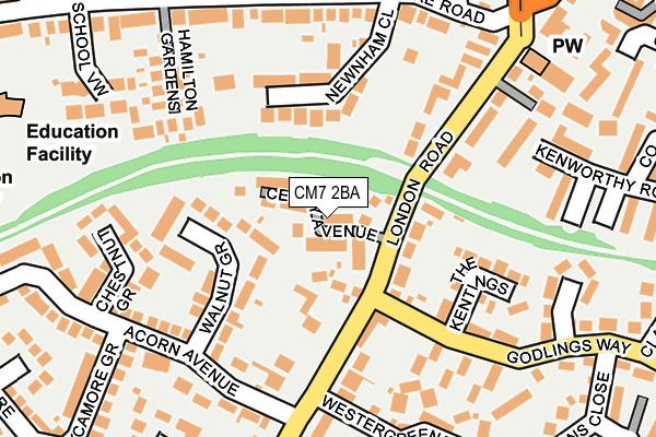 CM7 2BA map - OS OpenMap – Local (Ordnance Survey)