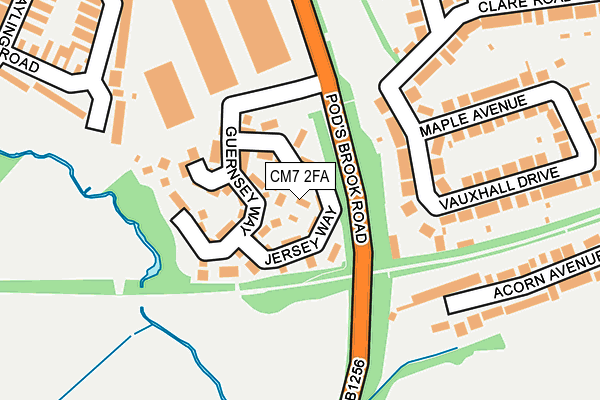 CM7 2FA map - OS OpenMap – Local (Ordnance Survey)