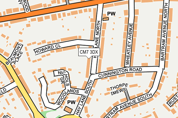 CM7 3DX map - OS OpenMap – Local (Ordnance Survey)