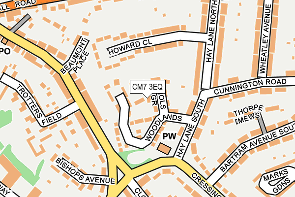 CM7 3EQ map - OS OpenMap – Local (Ordnance Survey)