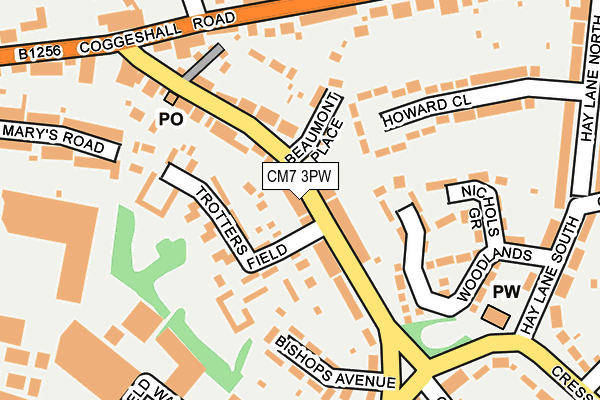CM7 3PW map - OS OpenMap – Local (Ordnance Survey)