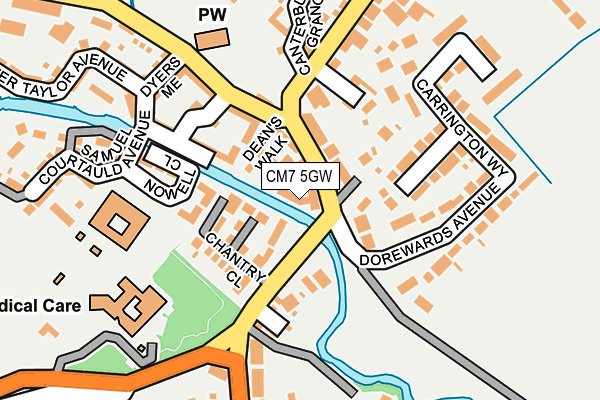 CM7 5GW map - OS OpenMap – Local (Ordnance Survey)