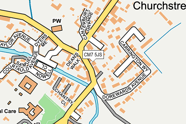 CM7 5JS map - OS OpenMap – Local (Ordnance Survey)