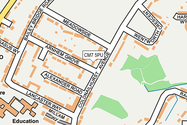 CM7 5PU map - OS OpenMap – Local (Ordnance Survey)