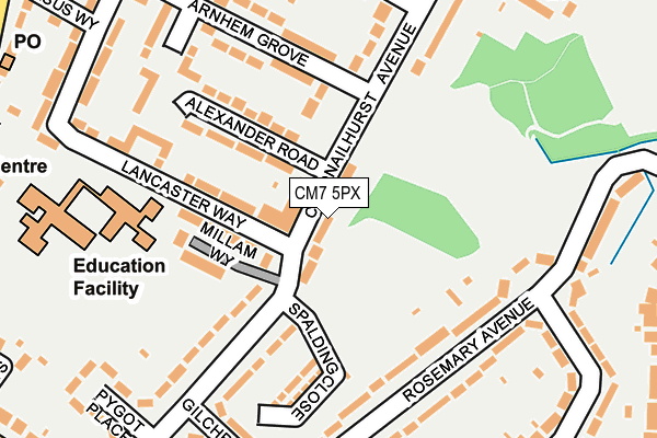 CM7 5PX map - OS OpenMap – Local (Ordnance Survey)