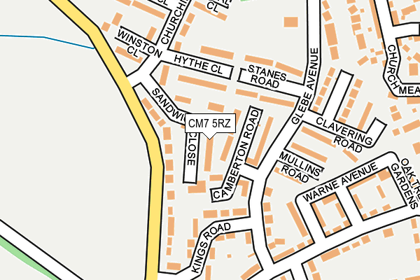 CM7 5RZ map - OS OpenMap – Local (Ordnance Survey)