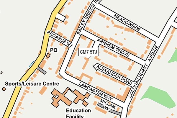 CM7 5TJ map - OS OpenMap – Local (Ordnance Survey)