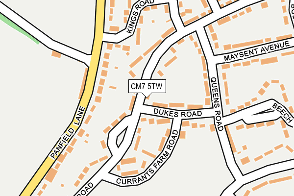 CM7 5TW map - OS OpenMap – Local (Ordnance Survey)