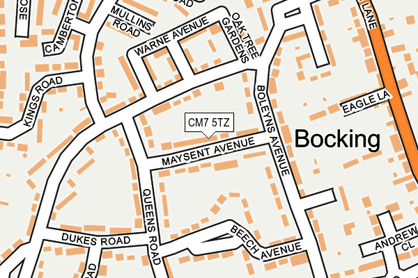 CM7 5TZ map - OS OpenMap – Local (Ordnance Survey)
