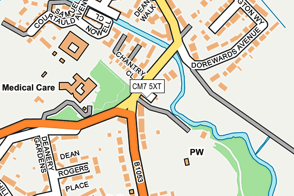 CM7 5XT map - OS OpenMap – Local (Ordnance Survey)