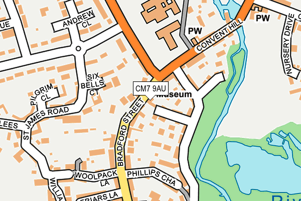 CM7 9AU map - OS OpenMap – Local (Ordnance Survey)