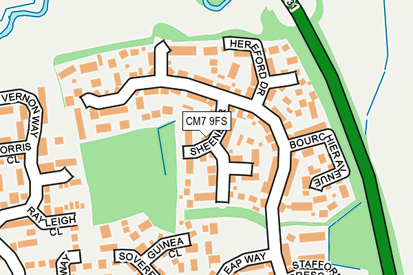 CM7 9FS map - OS OpenMap – Local (Ordnance Survey)