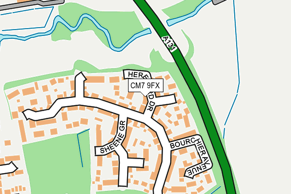 CM7 9FX map - OS OpenMap – Local (Ordnance Survey)