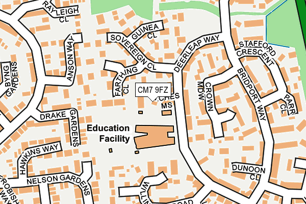 CM7 9FZ map - OS OpenMap – Local (Ordnance Survey)