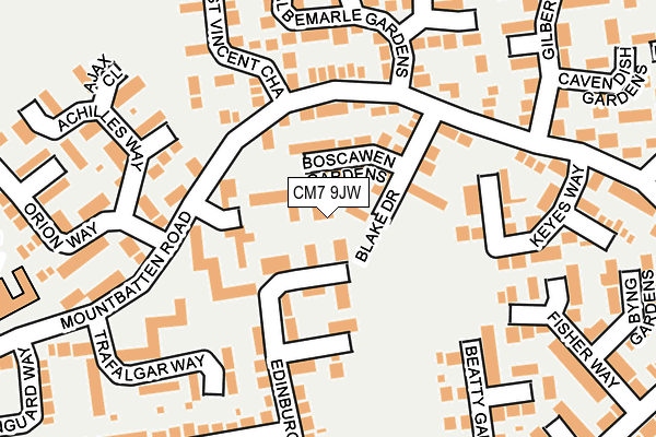 CM7 9JW map - OS OpenMap – Local (Ordnance Survey)