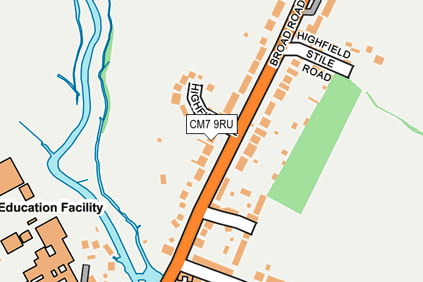 CM7 9RU map - OS OpenMap – Local (Ordnance Survey)