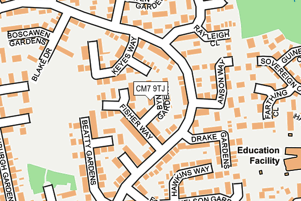 CM7 9TJ map - OS OpenMap – Local (Ordnance Survey)