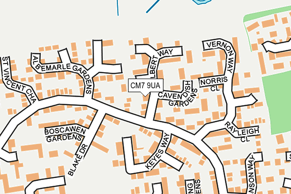 CM7 9UA map - OS OpenMap – Local (Ordnance Survey)