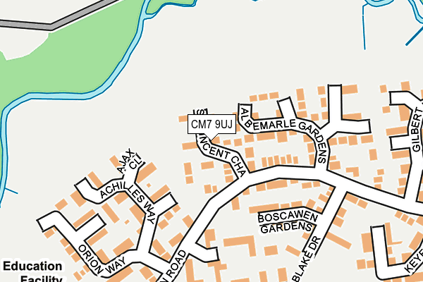 CM7 9UJ map - OS OpenMap – Local (Ordnance Survey)