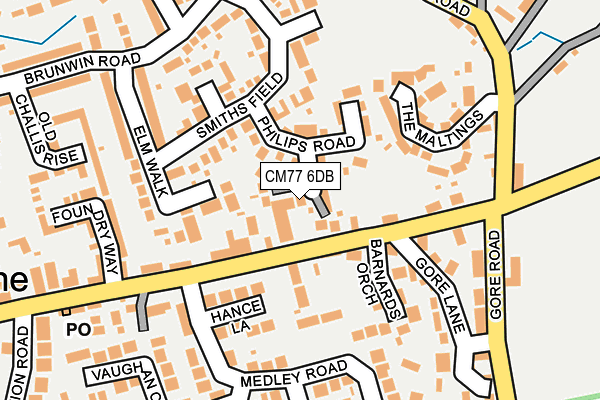 CM77 6DB map - OS OpenMap – Local (Ordnance Survey)