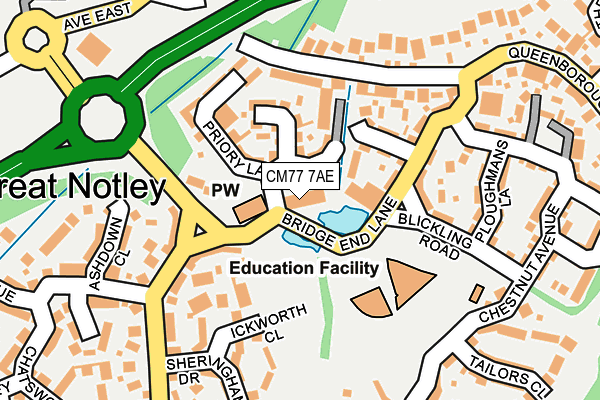 CM77 7AE map - OS OpenMap – Local (Ordnance Survey)