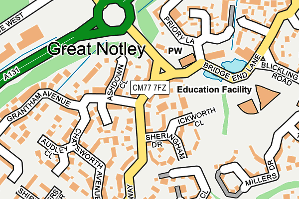 CM77 7FZ map - OS OpenMap – Local (Ordnance Survey)