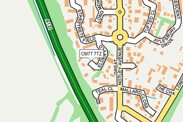 CM77 7TZ map - OS OpenMap – Local (Ordnance Survey)