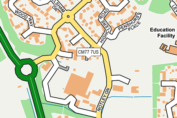 CM77 7US map - OS OpenMap – Local (Ordnance Survey)