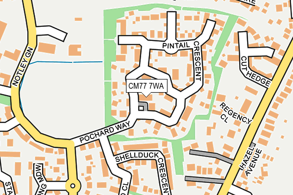 CM77 7WA map - OS OpenMap – Local (Ordnance Survey)