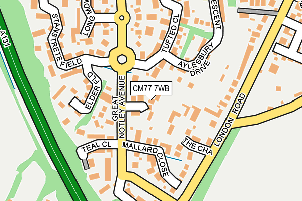 CM77 7WB map - OS OpenMap – Local (Ordnance Survey)