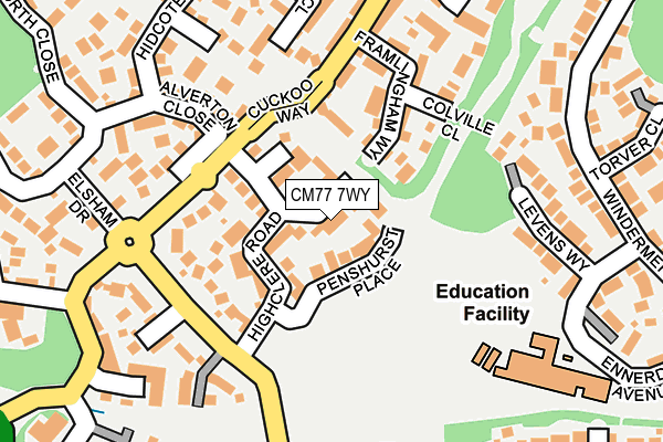 CM77 7WY map - OS OpenMap – Local (Ordnance Survey)