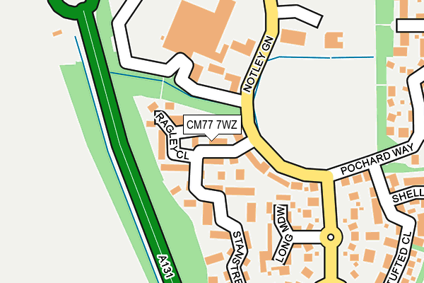 CM77 7WZ map - OS OpenMap – Local (Ordnance Survey)