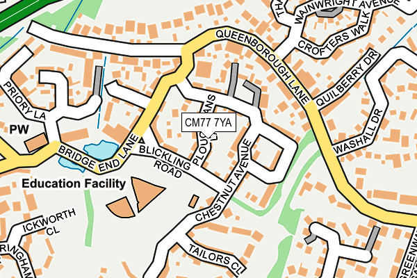 CM77 7YA map - OS OpenMap – Local (Ordnance Survey)