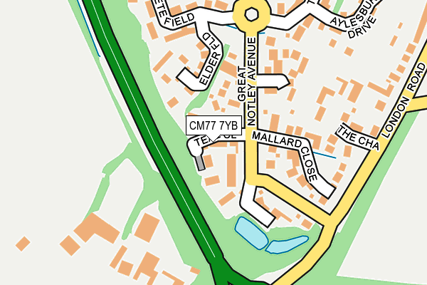 CM77 7YB map - OS OpenMap – Local (Ordnance Survey)