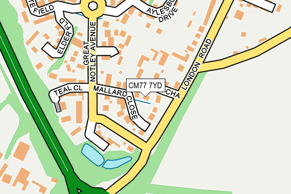 CM77 7YD map - OS OpenMap – Local (Ordnance Survey)