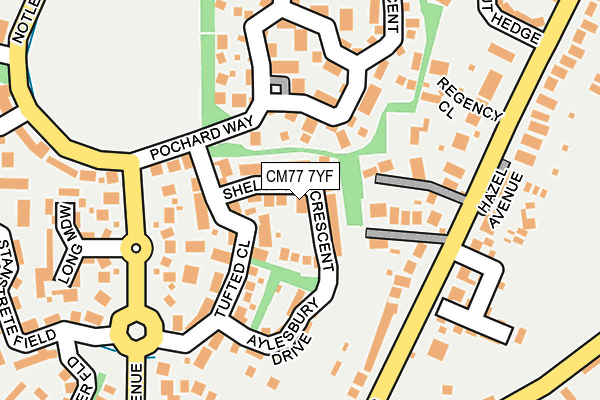 CM77 7YF map - OS OpenMap – Local (Ordnance Survey)