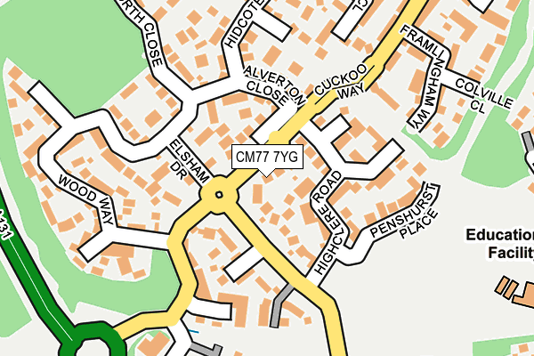 CM77 7YG map - OS OpenMap – Local (Ordnance Survey)