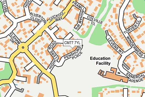 CM77 7YL map - OS OpenMap – Local (Ordnance Survey)