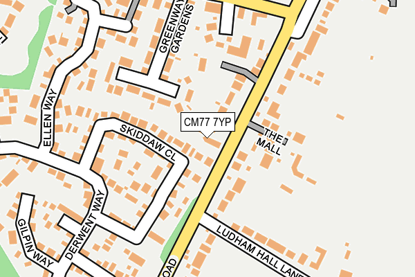 CM77 7YP map - OS OpenMap – Local (Ordnance Survey)