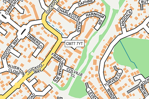 CM77 7YT map - OS OpenMap – Local (Ordnance Survey)