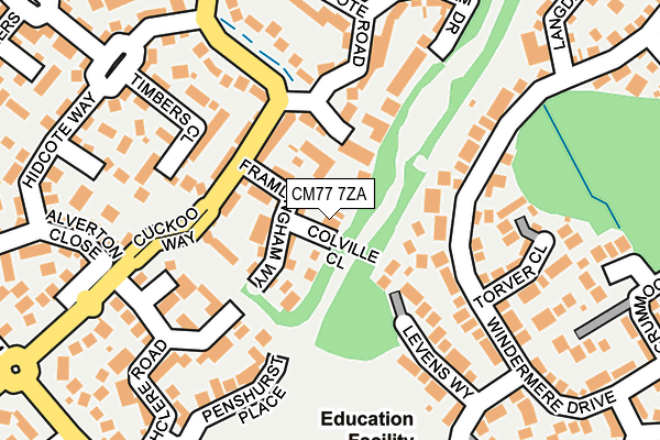 CM77 7ZA map - OS OpenMap – Local (Ordnance Survey)