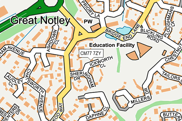 CM77 7ZY map - OS OpenMap – Local (Ordnance Survey)