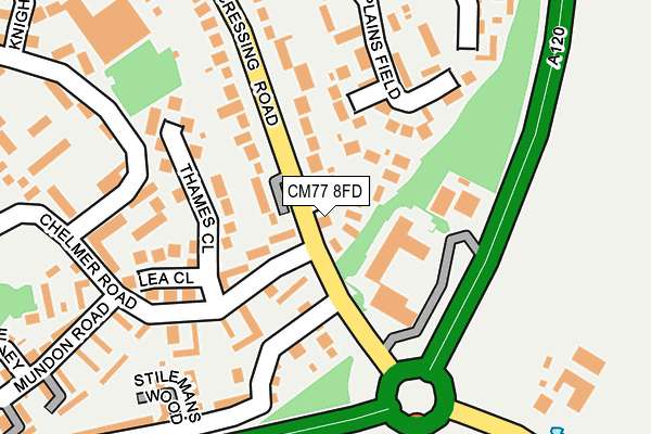 CM77 8FD map - OS OpenMap – Local (Ordnance Survey)