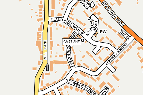CM77 8HF map - OS OpenMap – Local (Ordnance Survey)