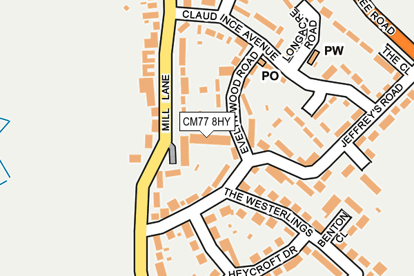 CM77 8HY map - OS OpenMap – Local (Ordnance Survey)