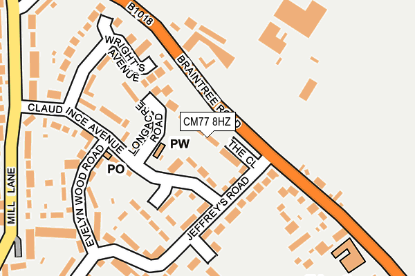 CM77 8HZ map - OS OpenMap – Local (Ordnance Survey)