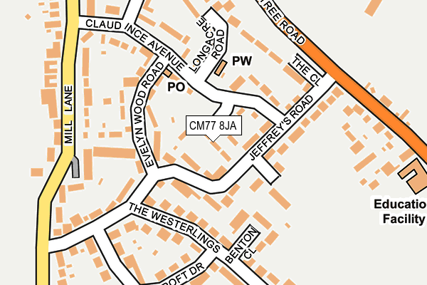 CM77 8JA map - OS OpenMap – Local (Ordnance Survey)