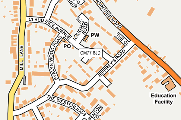 CM77 8JD map - OS OpenMap – Local (Ordnance Survey)