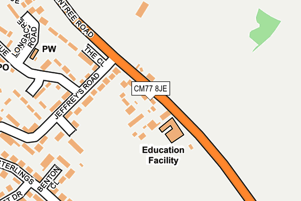 CM77 8JE map - OS OpenMap – Local (Ordnance Survey)