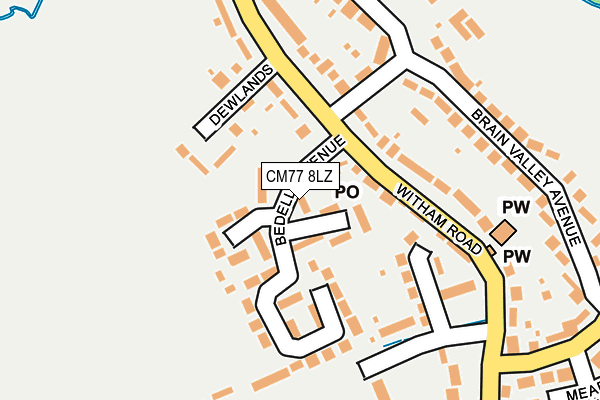 CM77 8LZ map - OS OpenMap – Local (Ordnance Survey)